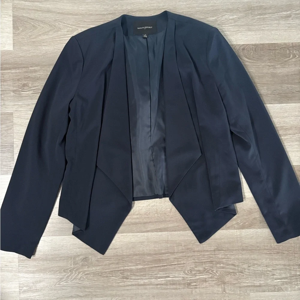 Banana Republic Women's Navy Draped Open-Front Jacket